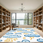 Blue Sky Clouds With Yellow Rain Rug