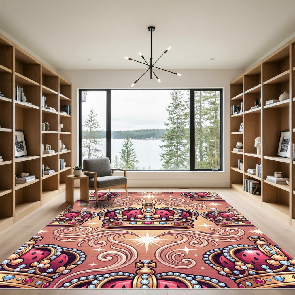 Regal Crown Jewel Ornate Background Rug