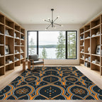 Midnight Arch Botanical Floral Inlay Rug