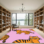 Cute Orange Tiger Cat Pattern Rug