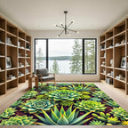 Lush Green Succulent Garden Botanical Rug