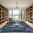 Enchanted Unicorns in Cosmic Forest Glow Rug