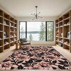 Blush Pink Botanical Floral Art Rug