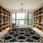 Black and White Intricate Lattice Rug