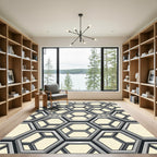 Metallic Gray 3D Hexagonal Overlay Rug