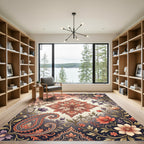 Ornate Red Coral Paisley Floral Rug