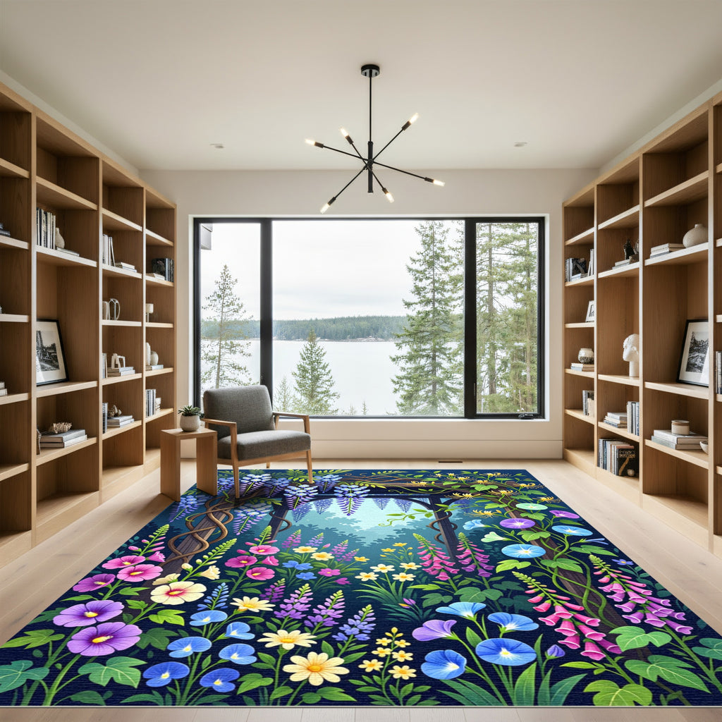 Midnight Wisteria and Morning Glory Garden Rug