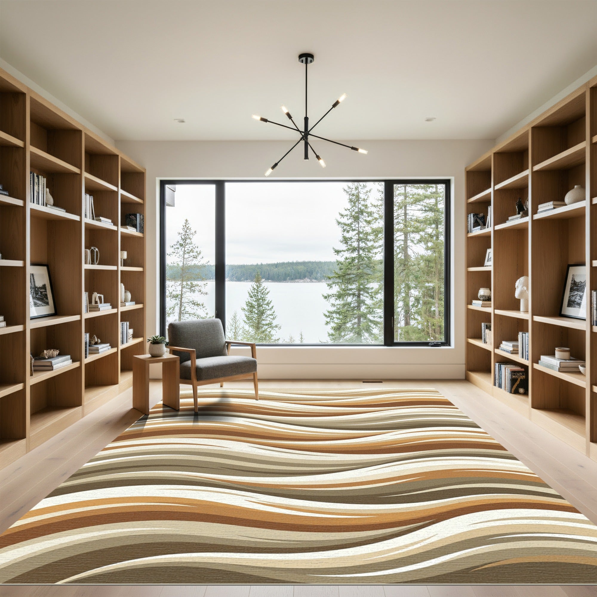 Earthy Tones Flowing Wave Rug