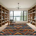 Orange Gray Tribal Geometric Aztec Rug