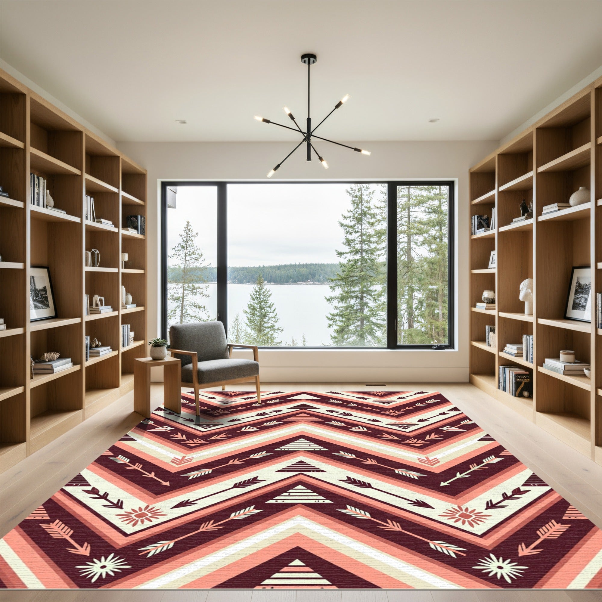 Crimson Arrow Tribal Chevron Rug