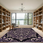 Elegant Amethyst Floral Damask Medallion Rug