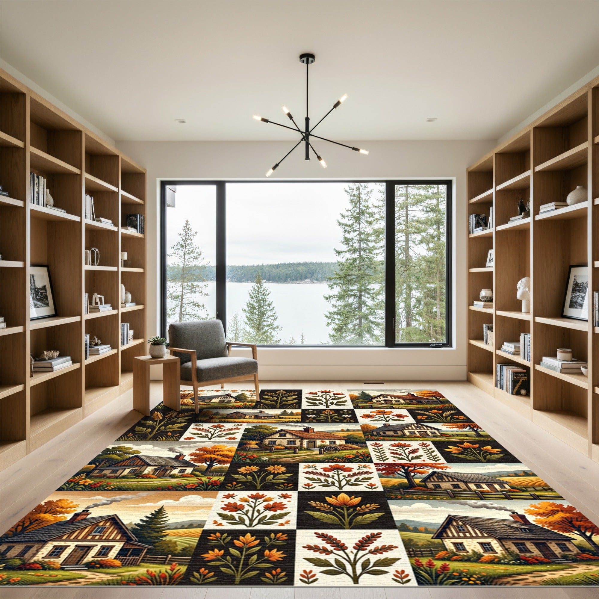 Autumn Harvest Cottage Farmhouse Quilt Rug