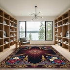 Radiant Deep Crimson Star Floral Ornament Rug