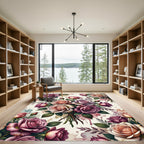 Watercolor Romantic Rose Bouquet Accent Rug