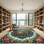 Ornate Floral Frame Vintage Garden Rug