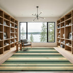 Vintage Green and Cream Striped Rug