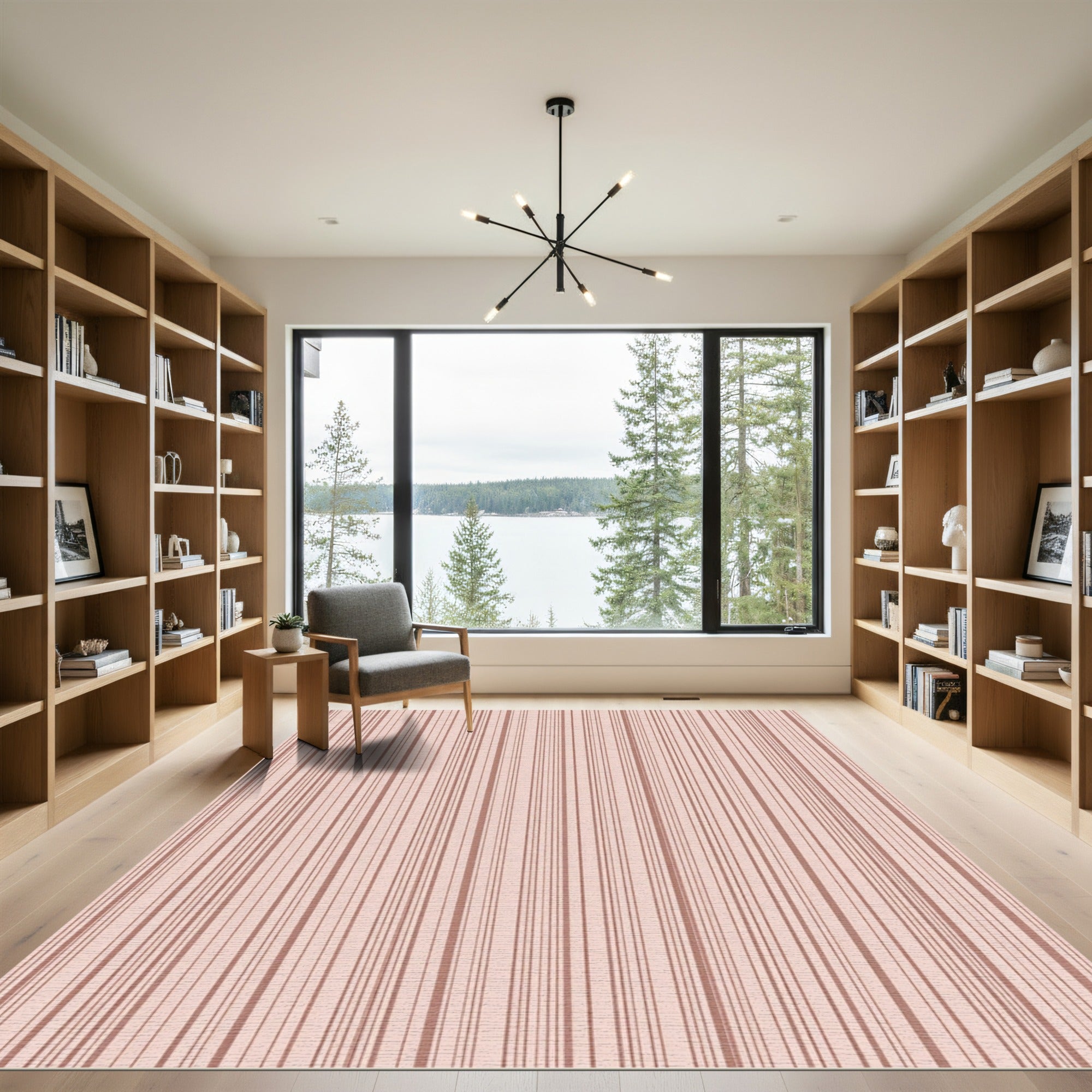 Soft Copper Vertical Stripes Rug