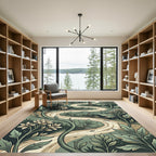 Whimsical Sage Floral Winding Path Rug