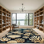 Golden Coral Reef Underwater Scene Rug