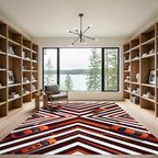 Modern Burnt Orange Geometric Chevron Abstract Rug