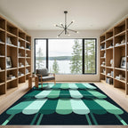 Teal And Green Striped Awning Rug