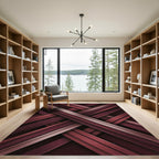 Abstract Crimson Intersecting Lines Rug