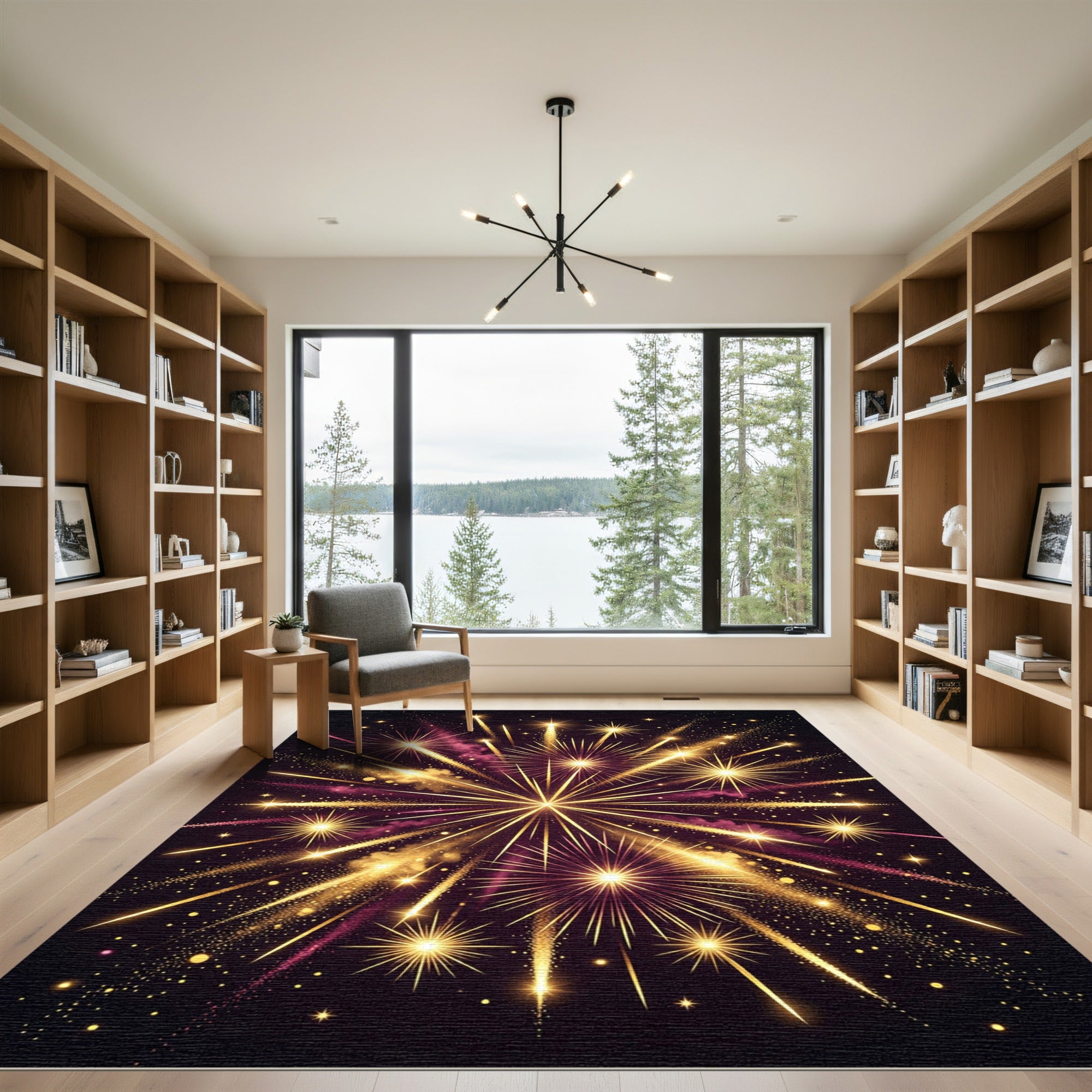 Golden Burst Starburst Display Rug