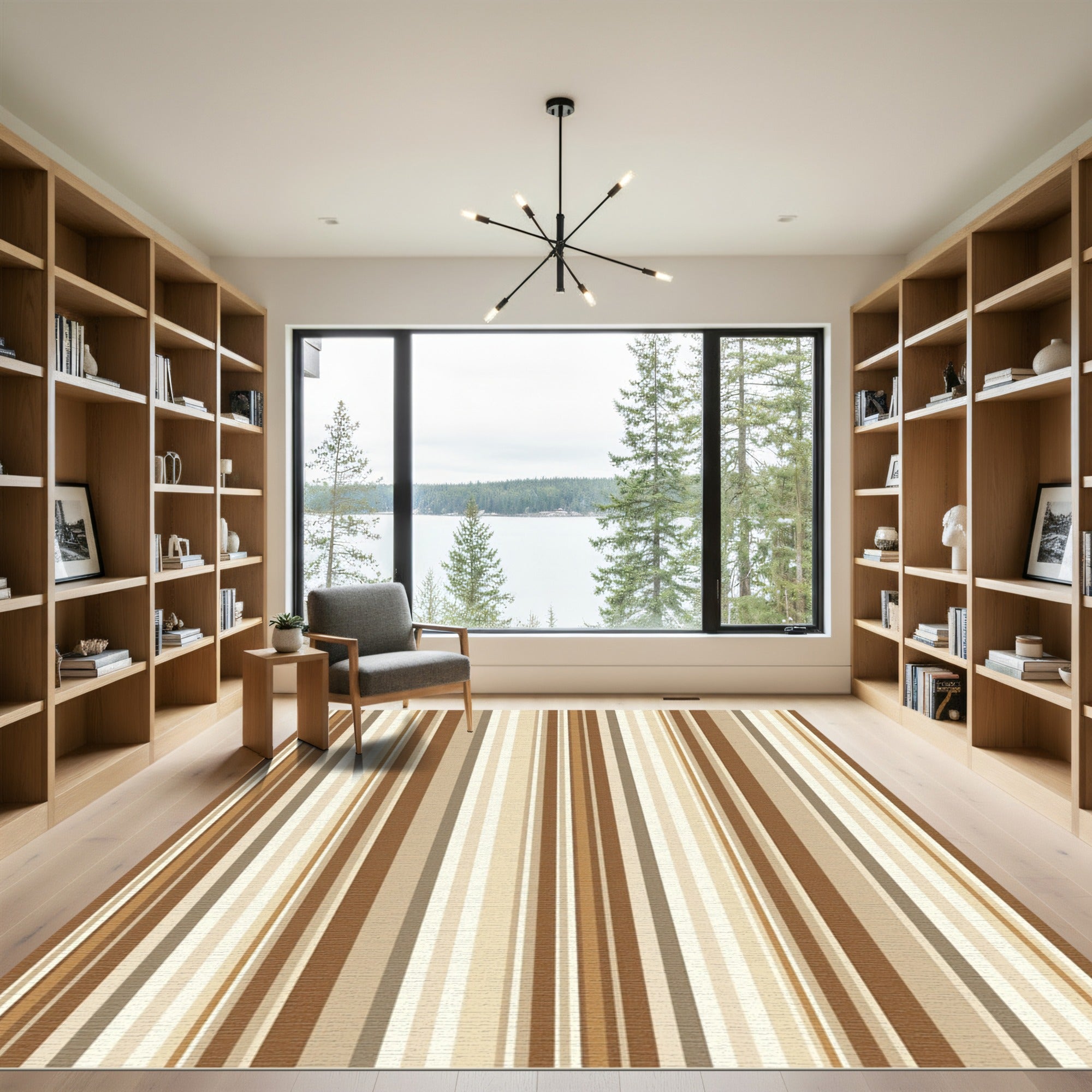 Modern Earth Tone Striped Rug