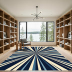 Retro Burst Starburst Blue Cream Rug