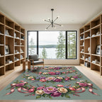 Elegant Blush Rose Garland Floral Arrangement Rug