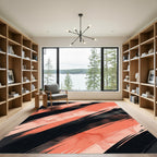 Modern Coral Diagonal Brush Stroke Rug