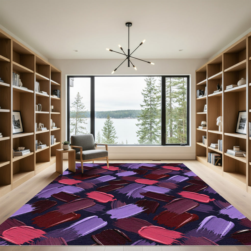 Bold Berry Swirl Brush Strokes Rug