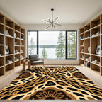 Golden Leopard Chain Link Mandala Rug