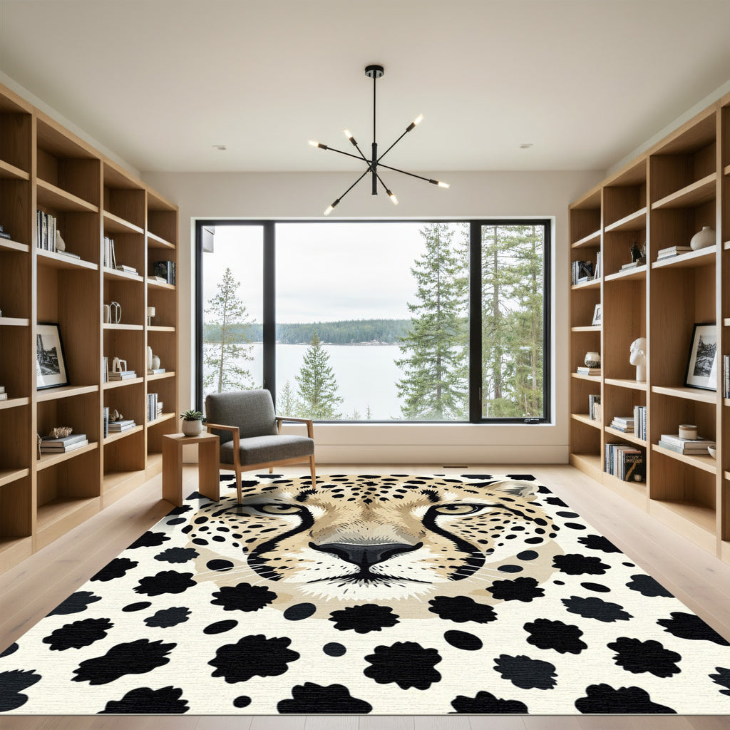 Bold Cheetah Face Black Spot Rug
