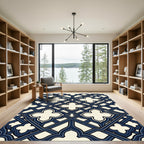 Deep Navy Quatrefoil Lattice Rug