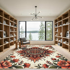 Canyon Orange Floral Grand Medallion Rug