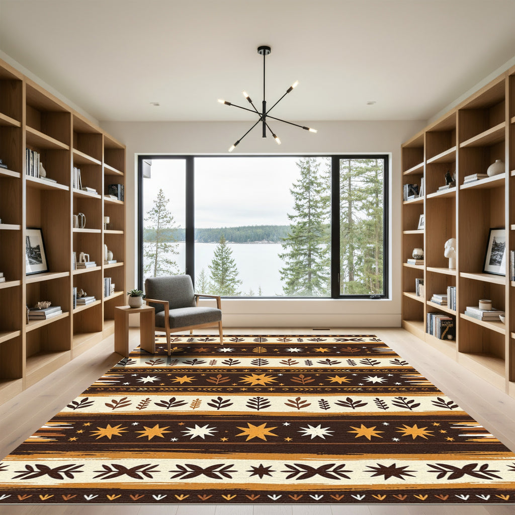 Earthy Botanical Starburst Stripe Rug