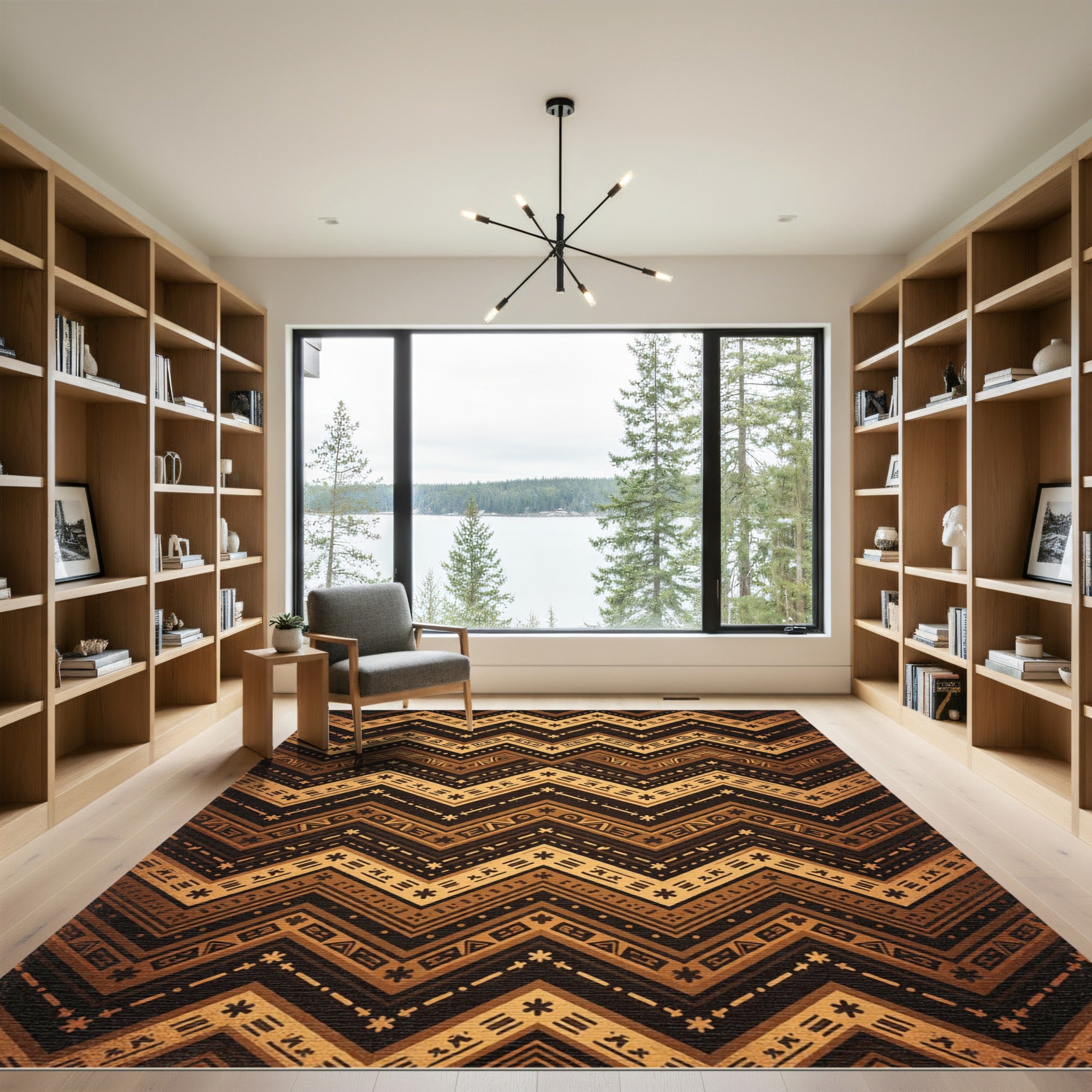 Earthy Brown Zigzag Tribal Chevron Rug