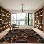 Dimensional Wood Grain Hexagon Texture Rug