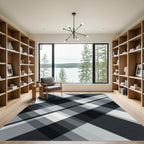 Monochromatic Geometric Diagonal Plaid Rug