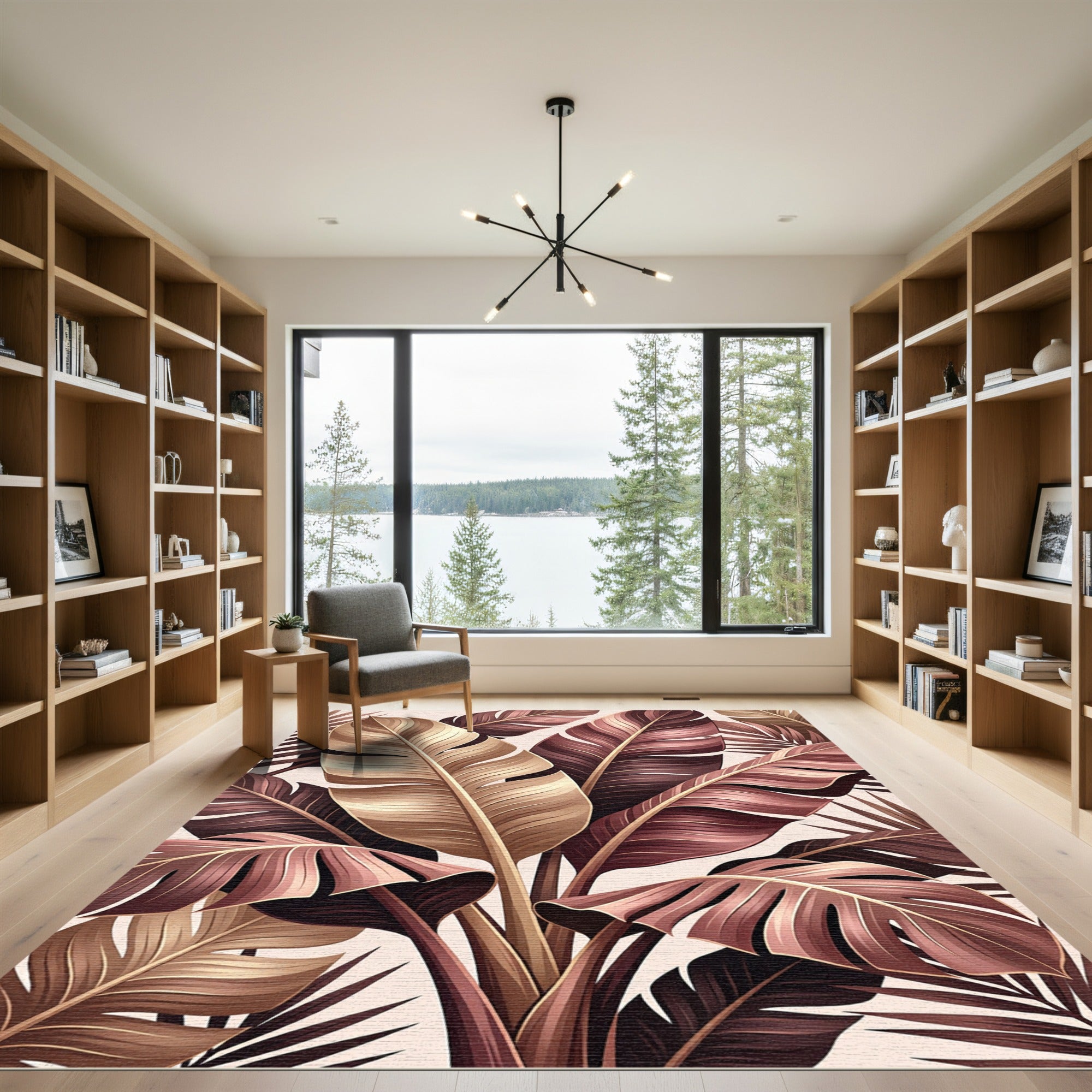 Exotic Bronze Tropical Foliage Rug