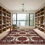 Earthy Terracotta Sunburst Geometric Art Rug