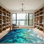 Ocean Swirl Teal Blue Abstract Rug