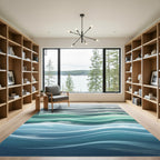 Layered Sea Waves Teal Gradient Ocean Rug