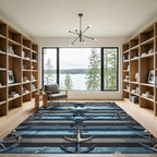 Nautical Anchor Sailor Blue Stripe Rug
