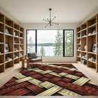 Woven Corduroy Texture Red Cream Rug