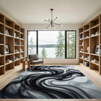 Dark Swirl Smoke Abstract Rug