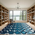 Shades of Blue Diamond Geometric Rug