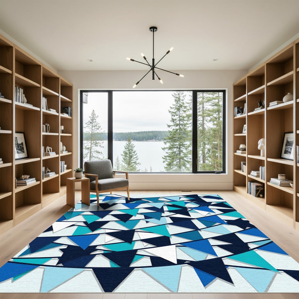 Geometric Blue Bunting Triangle Rug