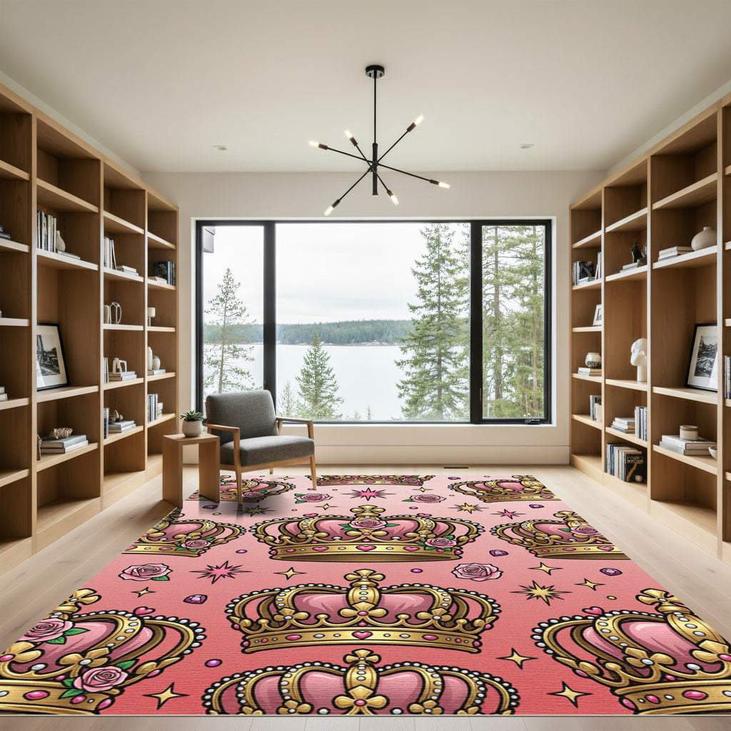 Pink Crown Rose Star Medallion Rug